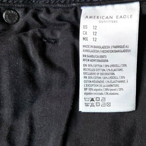 American Eagle Black Cut Off High Rise Stretch Denim Jean Shorts Women's Size 12 - Picture 7 of 7